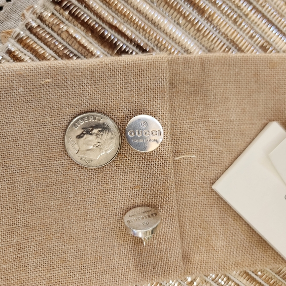 Gucci Sterling Silver Trademark Logo Engraved Earrings - Picture 8 of 9